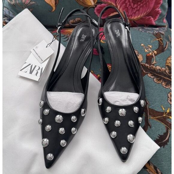 RARE!!! ZARA Embellished Slingbacks NWT - Picture 5 of 16